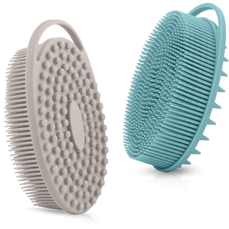 RamPula Silicone Body Scrubber – Dual-Sided Silicone Loofah for Shower, Set of 2 Soft Exfoliating Body Bath Shower Scrubber Loofah Brush Easy-to-Clean for Sensitive Kids Women Men All Kinds of Skin - Image 1
